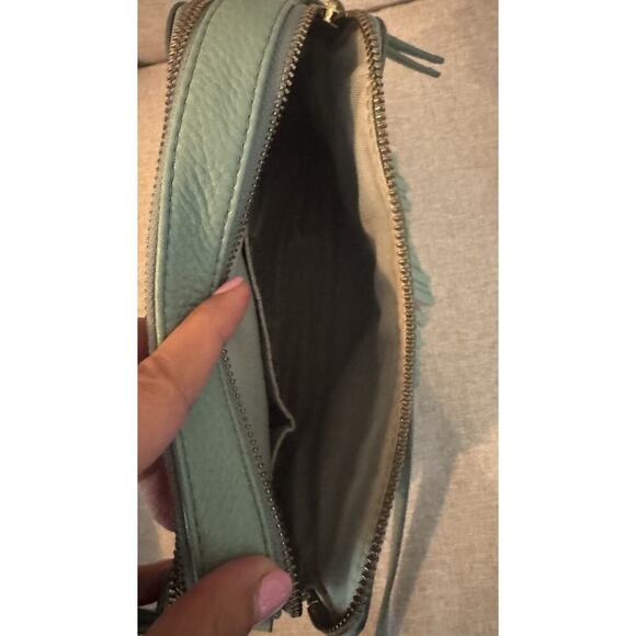 Fossil Sydney Fringe Blue Leather Small Crossbody Bag - Picture 9 of 14